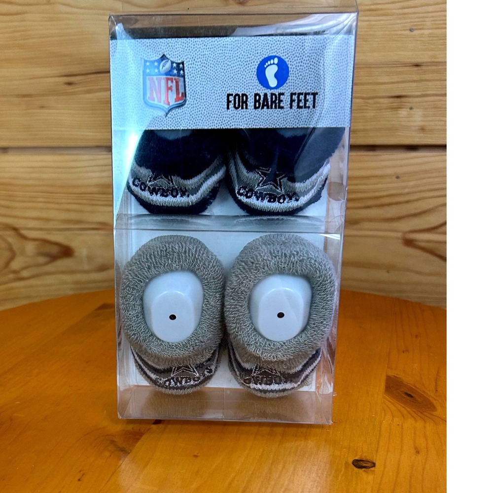 For Bare Feet NFL Dallas Cowboys Infant 2 Pack Socks Navy Grey OSFM Baby Booties